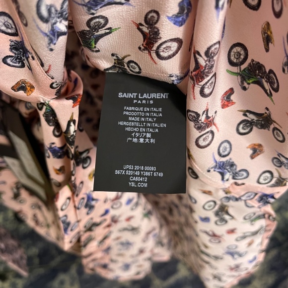 SAINT LAURENT 100% silk moto shirt (size 39) - Picture 6 of 7